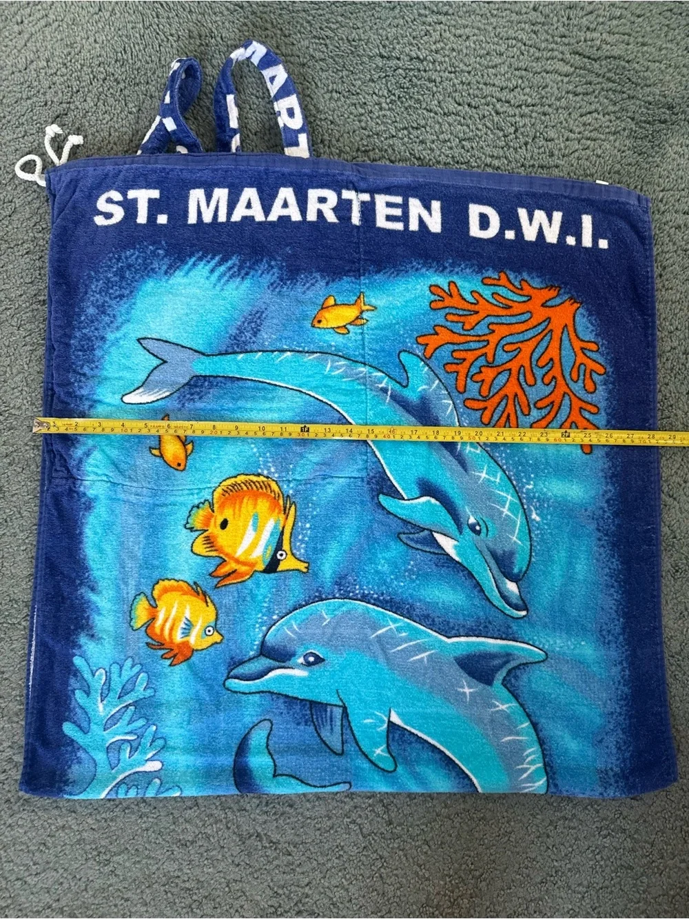 St. Maarten F.W.I. 2-in1 Blue fish Backpack Towel
